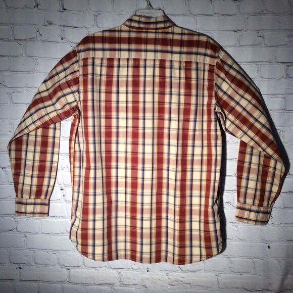 Red Camel Mens Shirt Size Lg Long Sleeve Button Up Brown Plaid Embroidered Logo - Picture 6 of 9